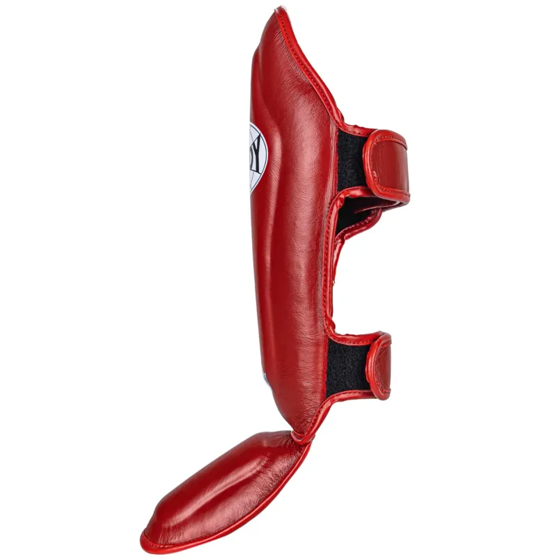 Windy Muay Thai shin guards red left side view