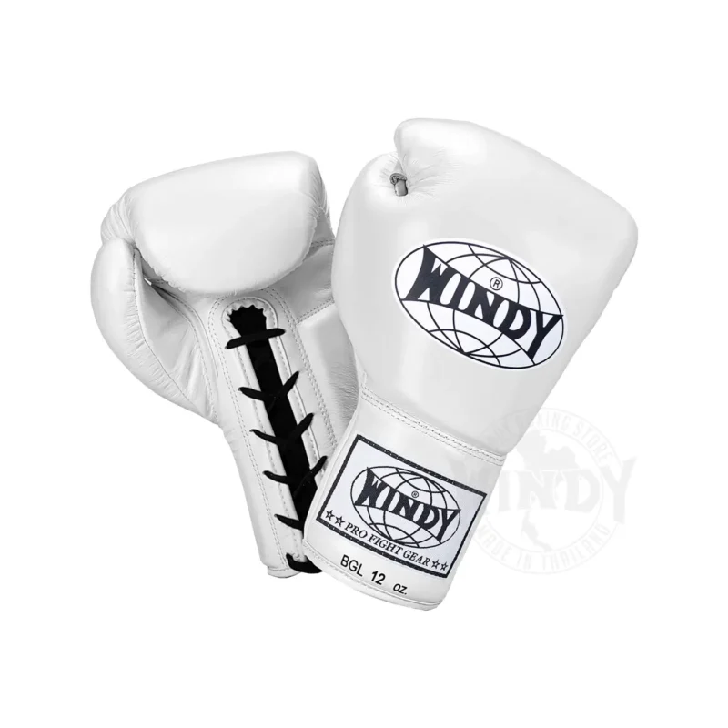 Windy Lace-Up Gloves White front and back view