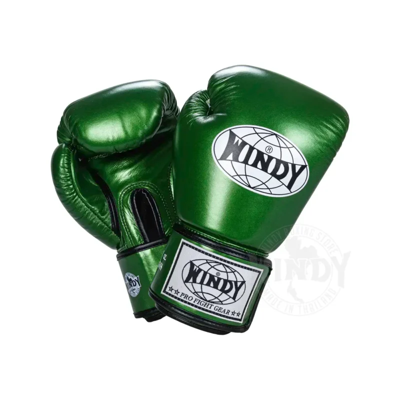 Windy Boxing Gloves Metallic Green front and back view