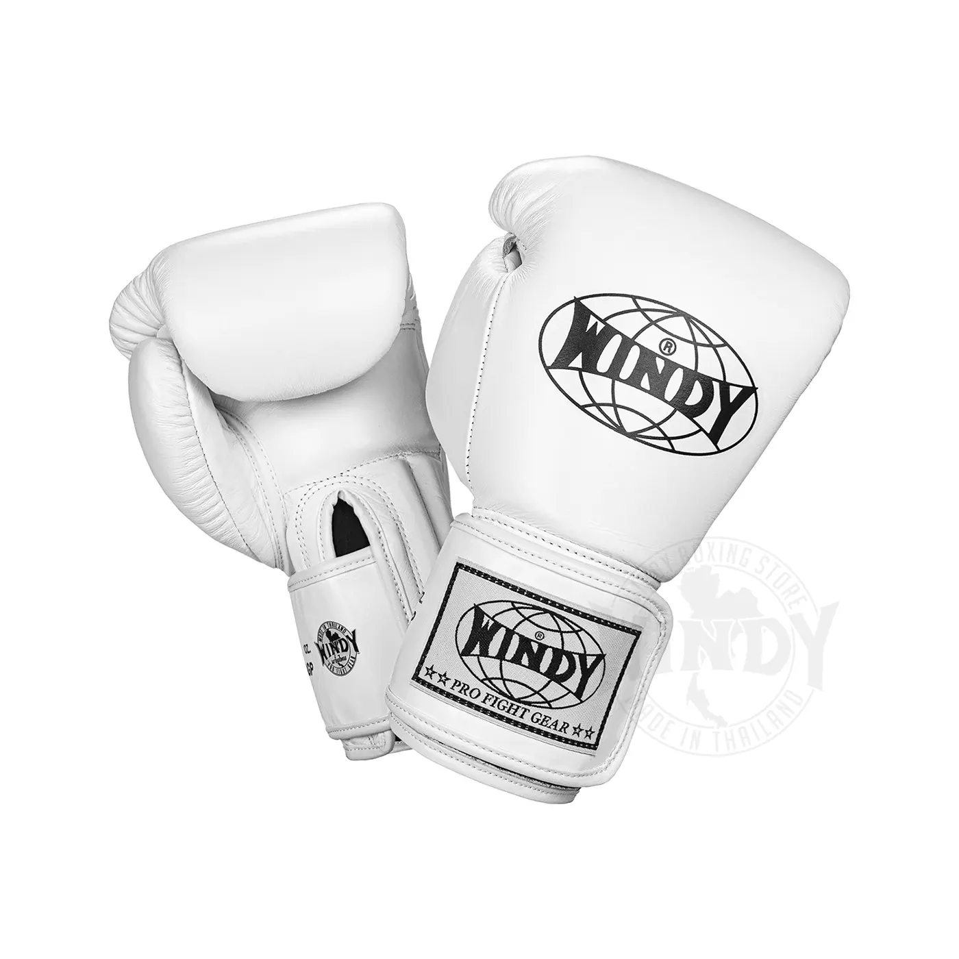 Windy Muay Thai Gloves White front and back view