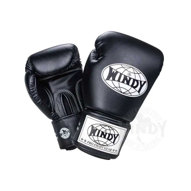 Windy Training Boxing Gloves Black front and back view
